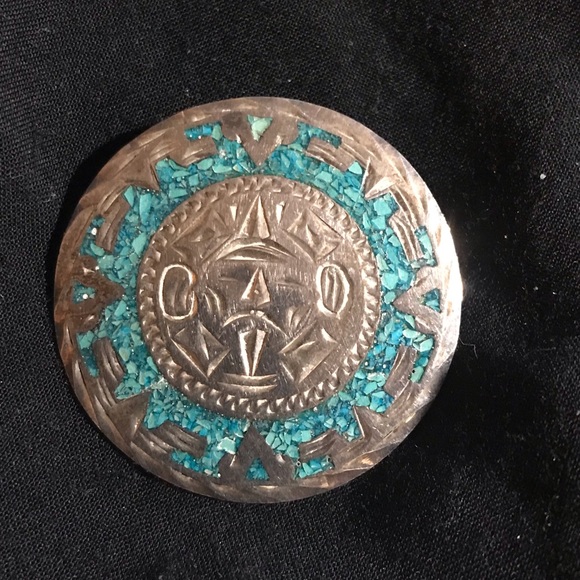 Preowned Sterling brooch and necklace Turquoise. - Picture 1 of 2